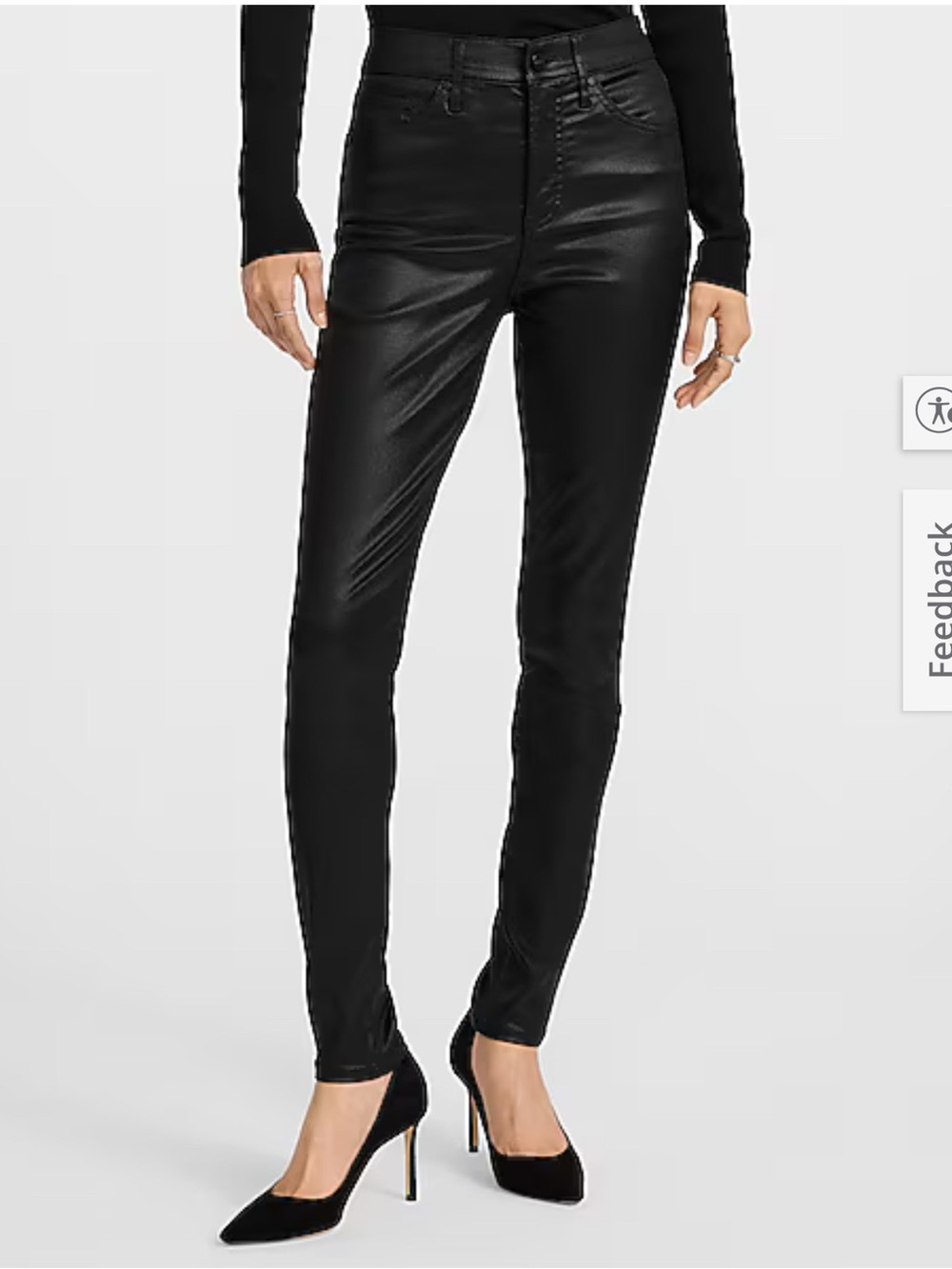 EXPRESS SIZE 4 High Waisted Black Coated Skinny Jeans